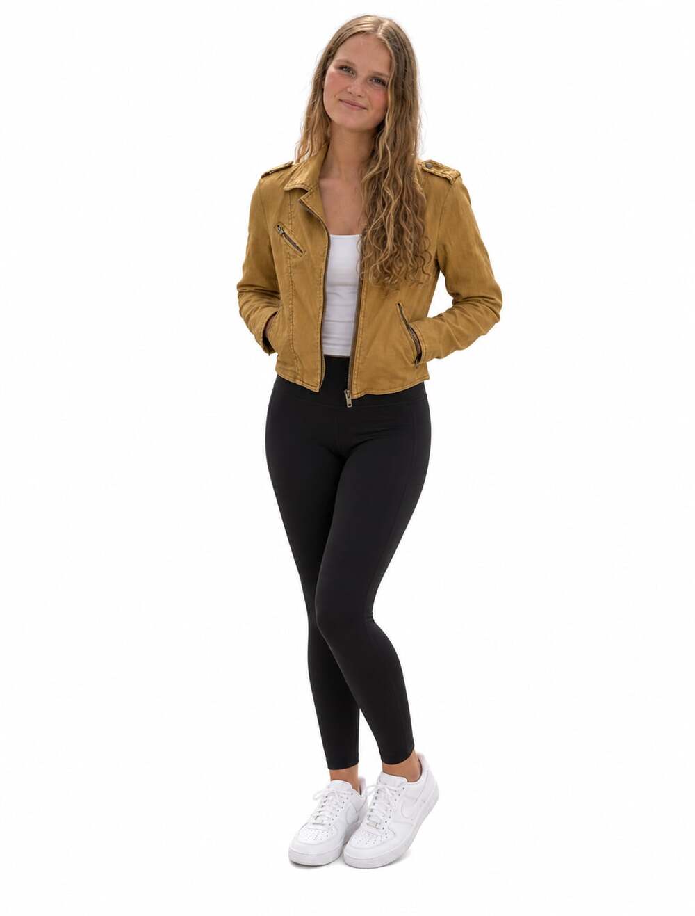 Free People Brown Crop Moto Jacket Size 2